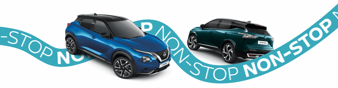 Grafismo com a oferta do Nissan Juke desde 17.990€, incluindo 36 meses de garantia, veículo de substituição e 500€ em Cartão Continente.